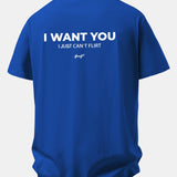 Tričko z bavlny s vtipnou potlačou na chrbte "Relax Fit I Want You But I Can't Flirt"