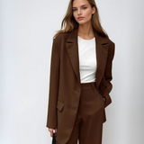 Vintage mocha blazer a široké nohavice