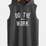Regata s kapucňou bez rukávov, zakrivený lem, potlač "Do The Work"