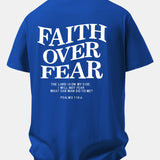 Tričko z bavlny s potlačou Faith Over Fear a voľným strihom