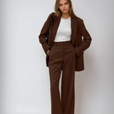 Vintage mocha blazer a široké nohavice