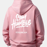 Mikina s kapucňou vo voľnom strihu s potlačou „Stay Humble“