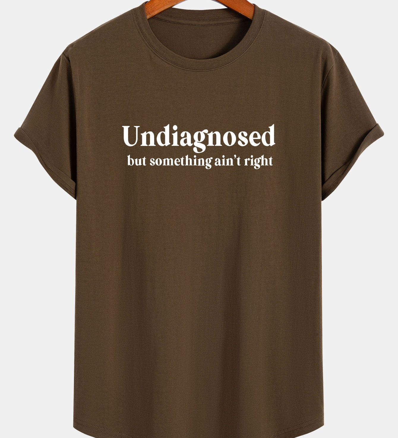 T-shirt z bavlny s potlačou a oblúkovým lemom "Nediagnostikovaná"