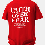 Tričko z bavlny s potlačou Faith Over Fear a voľným strihom