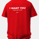 Tričko z bavlny s vtipnou potlačou na chrbte "Relax Fit I Want You But I Can't Flirt"