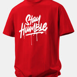 Bavlnené tričko s voľným strihom a potlačou Stay Humble