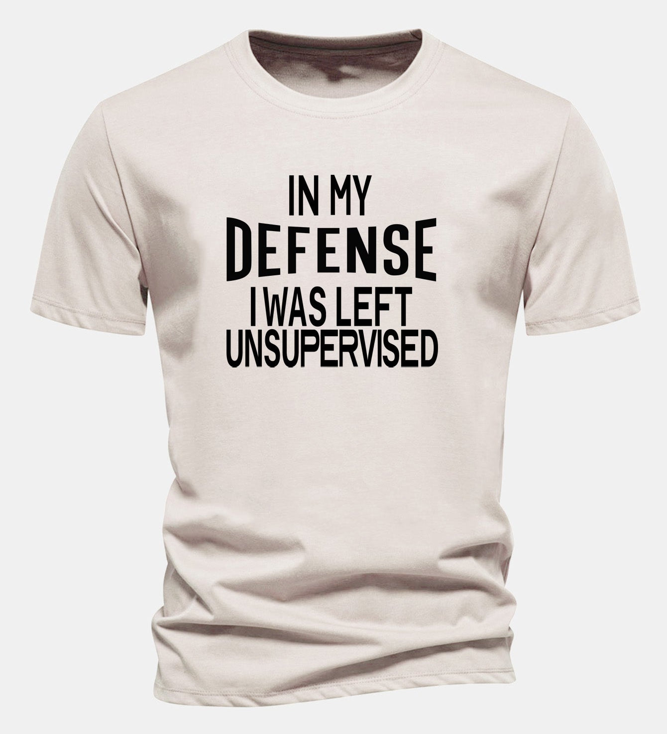 Tričko z bavlny s pravidelným strihom s potlačou „In My Defense I Was Left Unsupervised“