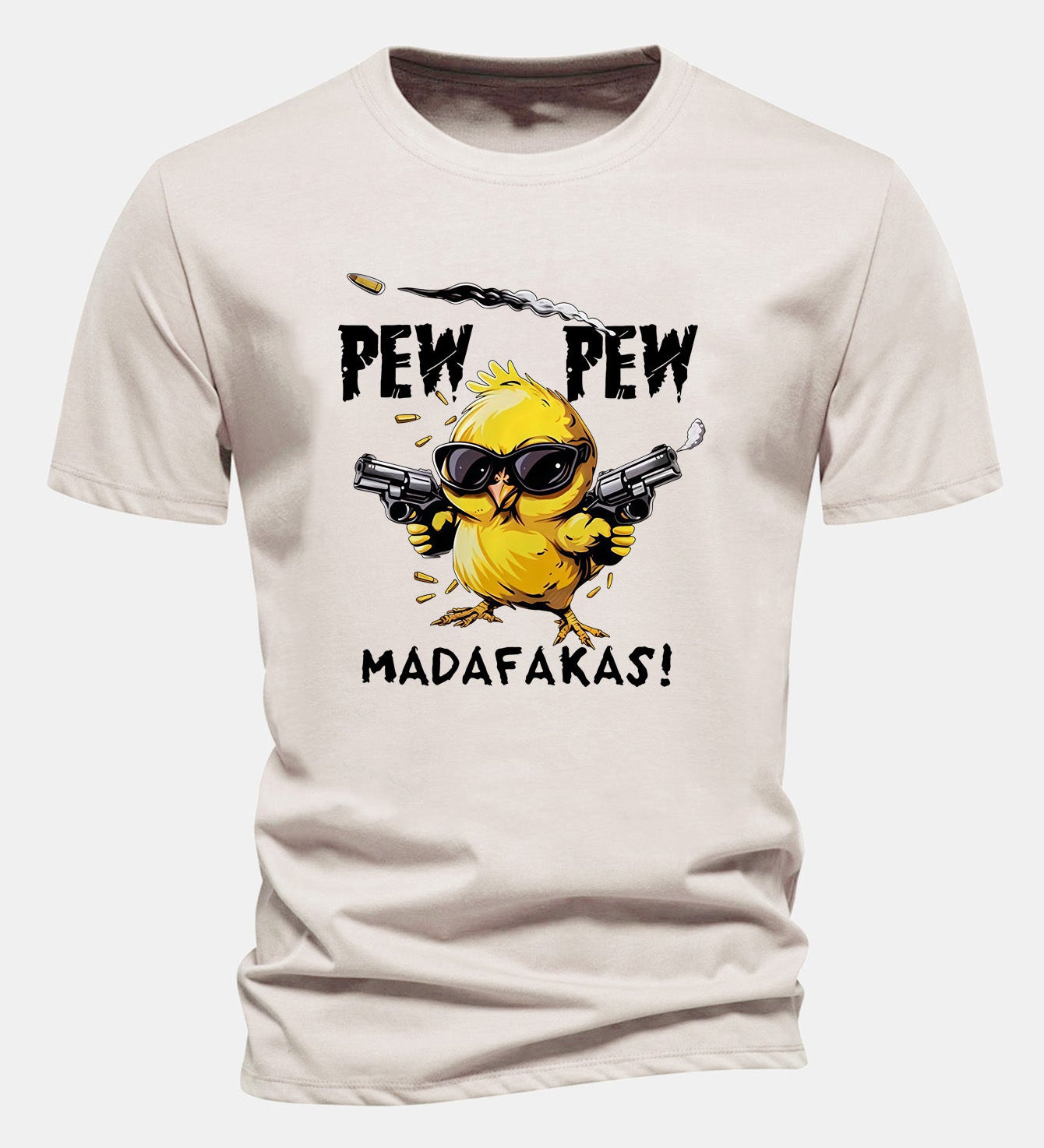 Bavlnené tričko s potlačou kurča PEW PEW MADAFAKAS, regular strih