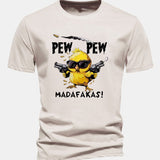 Bavlnené tričko s potlačou kurča PEW PEW MADAFAKAS, regular strih