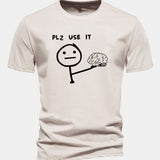 Bavlnené tričko s klasickým strihom a potlačou „Please Use It Brain“