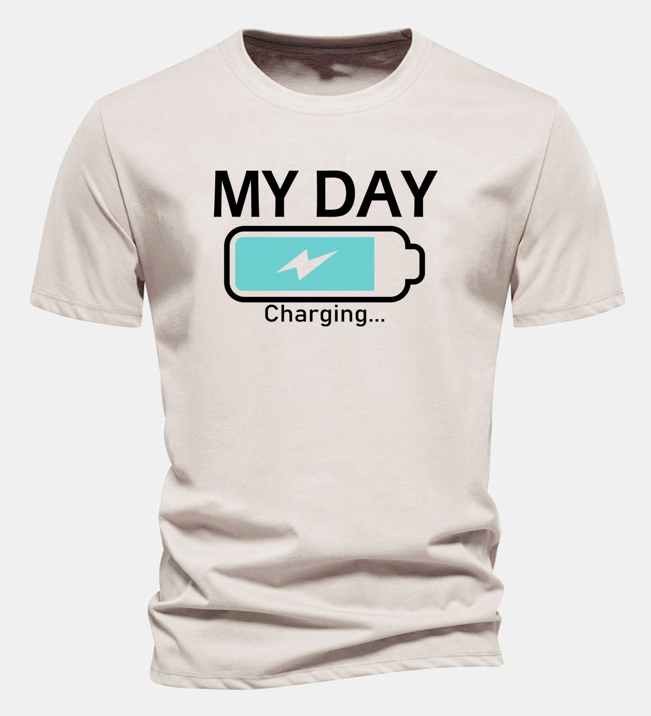 Bavlnené tričko s pravidelným strihom, potlačou „My Day“ a nabíjacou batériou