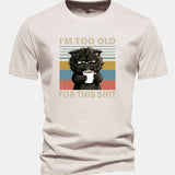 T-shirt z bavlny s pravidelným strihom, s potlačou čierneho mačka „I'm Too Old For This Shit“ ensinamartingale