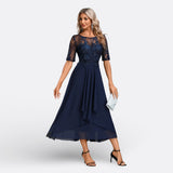 Mariana - Šaty z Čipky s Krátkym Rukávom