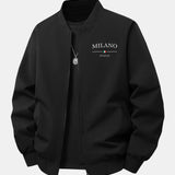Bunda bomber vo voľnom strihu s potlačou Milano a zipsom