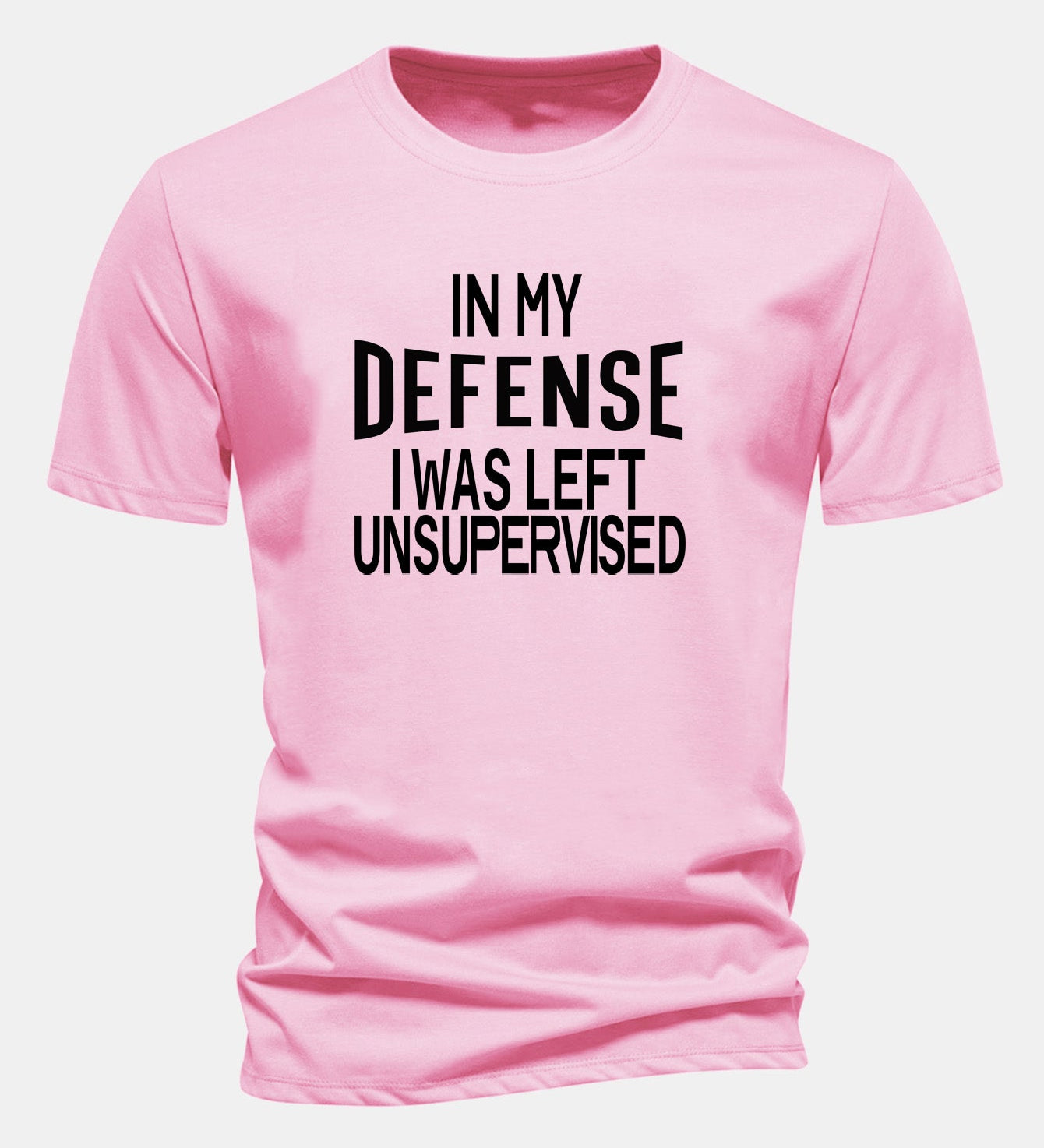 Tričko z bavlny s pravidelným strihom s potlačou „In My Defense I Was Left Unsupervised“