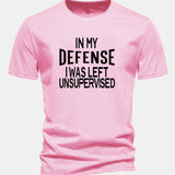 Tričko z bavlny s pravidelným strihom s potlačou „In My Defense I Was Left Unsupervised“