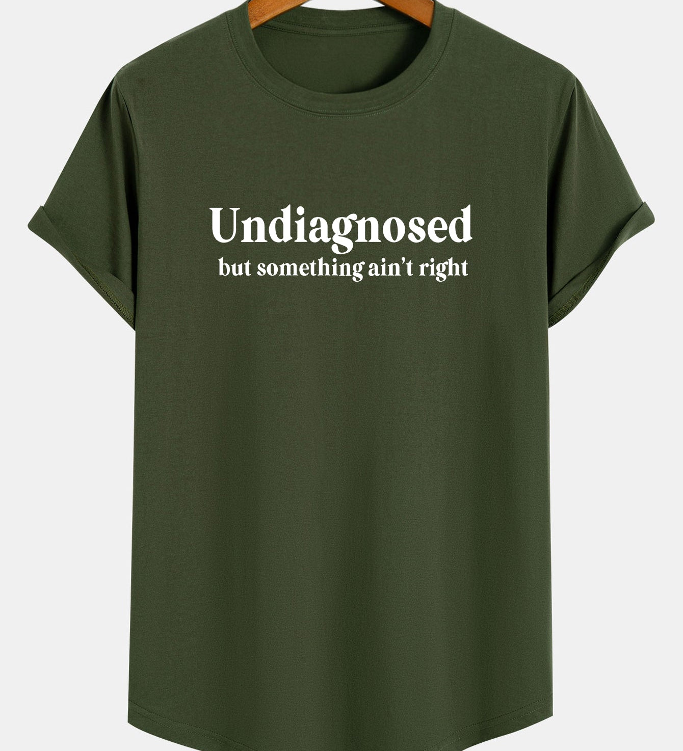 T-shirt z bavlny s potlačou a oblúkovým lemom "Nediagnostikovaná"
