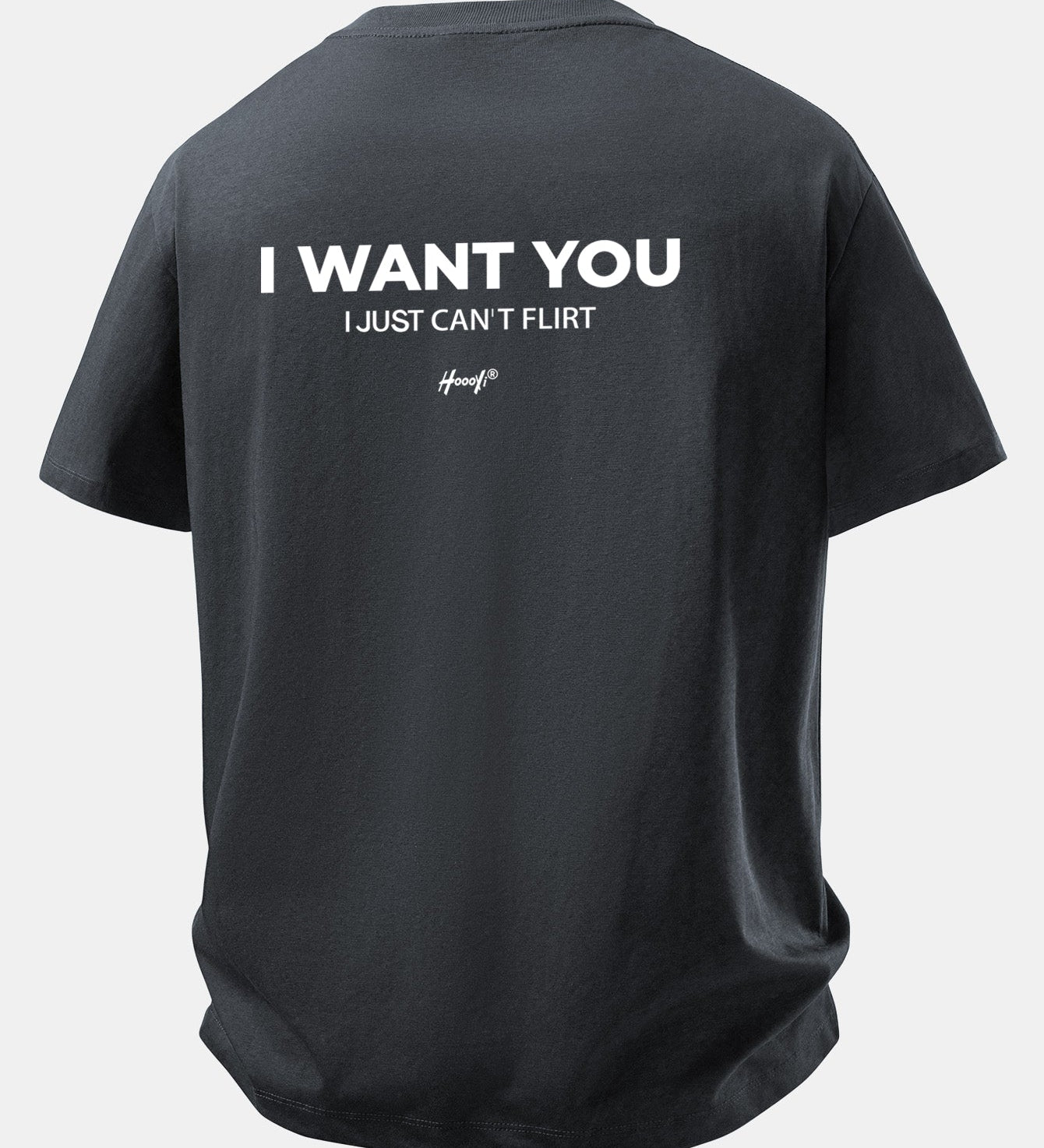 Tričko z bavlny s vtipnou potlačou na chrbte "Relax Fit I Want You But I Can't Flirt"