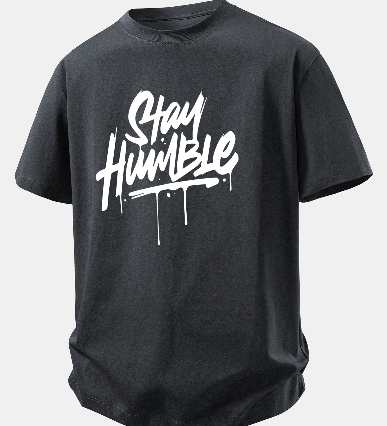Bavlnené tričko s voľným strihom a potlačou Stay Humble