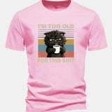 T-shirt z bavlny s pravidelným strihom, s potlačou čierneho mačka „I'm Too Old For This Shit“ ensinamartingale