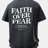 Tričko z bavlny s potlačou Faith Over Fear a voľným strihom