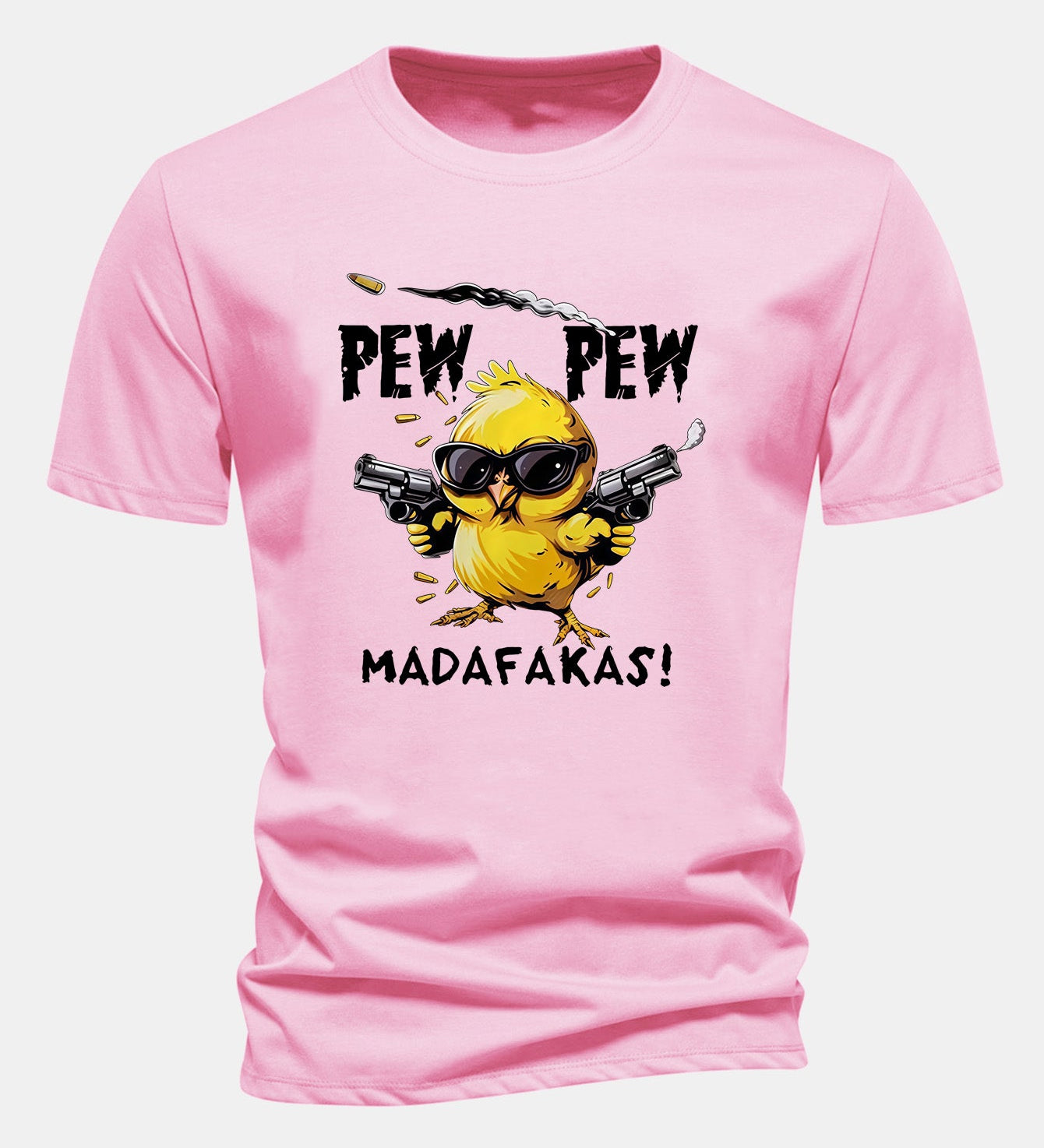 Bavlnené tričko s potlačou kurča PEW PEW MADAFAKAS, regular strih