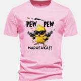 Bavlnené tričko s potlačou kurča PEW PEW MADAFAKAS, regular strih
