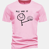 Bavlnené tričko s klasickým strihom a potlačou „Please Use It Brain“