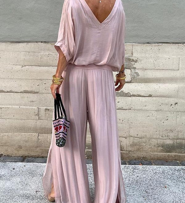 Larisa – Elegantný Letný Set s Voľnými Nohavicami