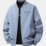 Bunda bomber vo voľnom strihu s potlačou Milano a zipsom