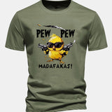 Bavlnené tričko s potlačou kurča PEW PEW MADAFAKAS, regular strih