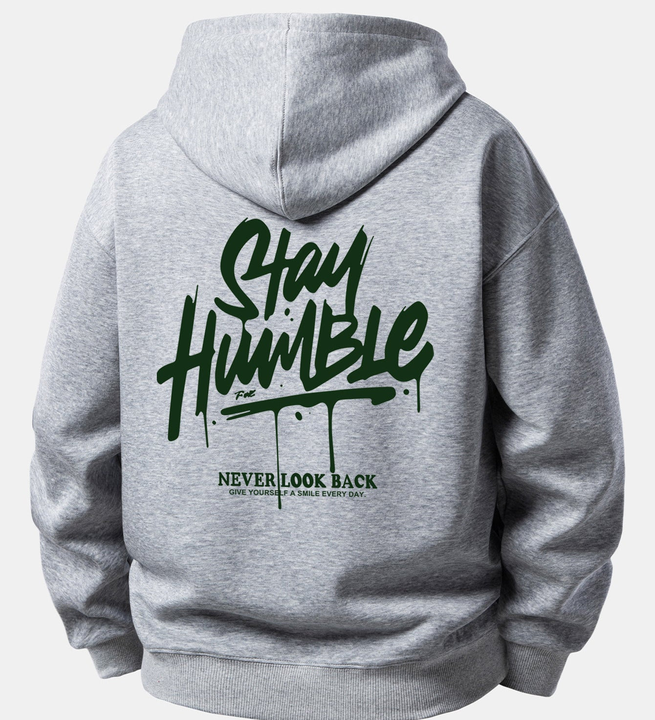Mikina s kapucňou vo voľnom strihu s potlačou „Stay Humble“