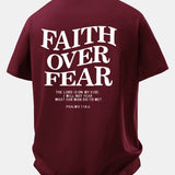 Tričko z bavlny s potlačou Faith Over Fear a voľným strihom