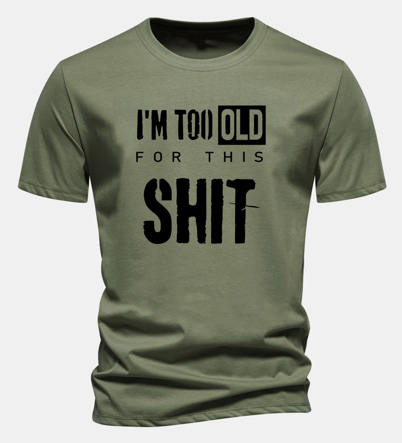 Tričko z bavlny s klasickým strihom a potlačou „I'm Too Old For This Shit“