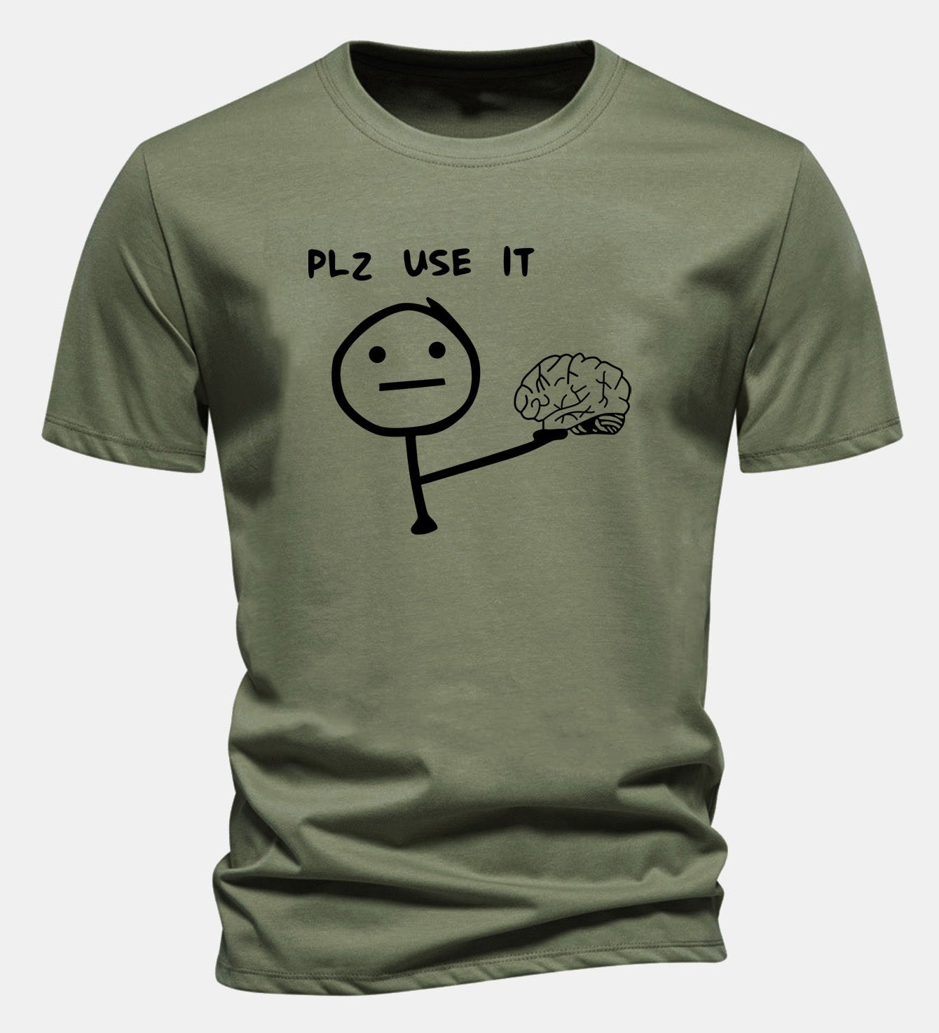 Bavlnené tričko s klasickým strihom a potlačou „Please Use It Brain“