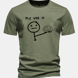 Bavlnené tričko s klasickým strihom a potlačou „Please Use It Brain“