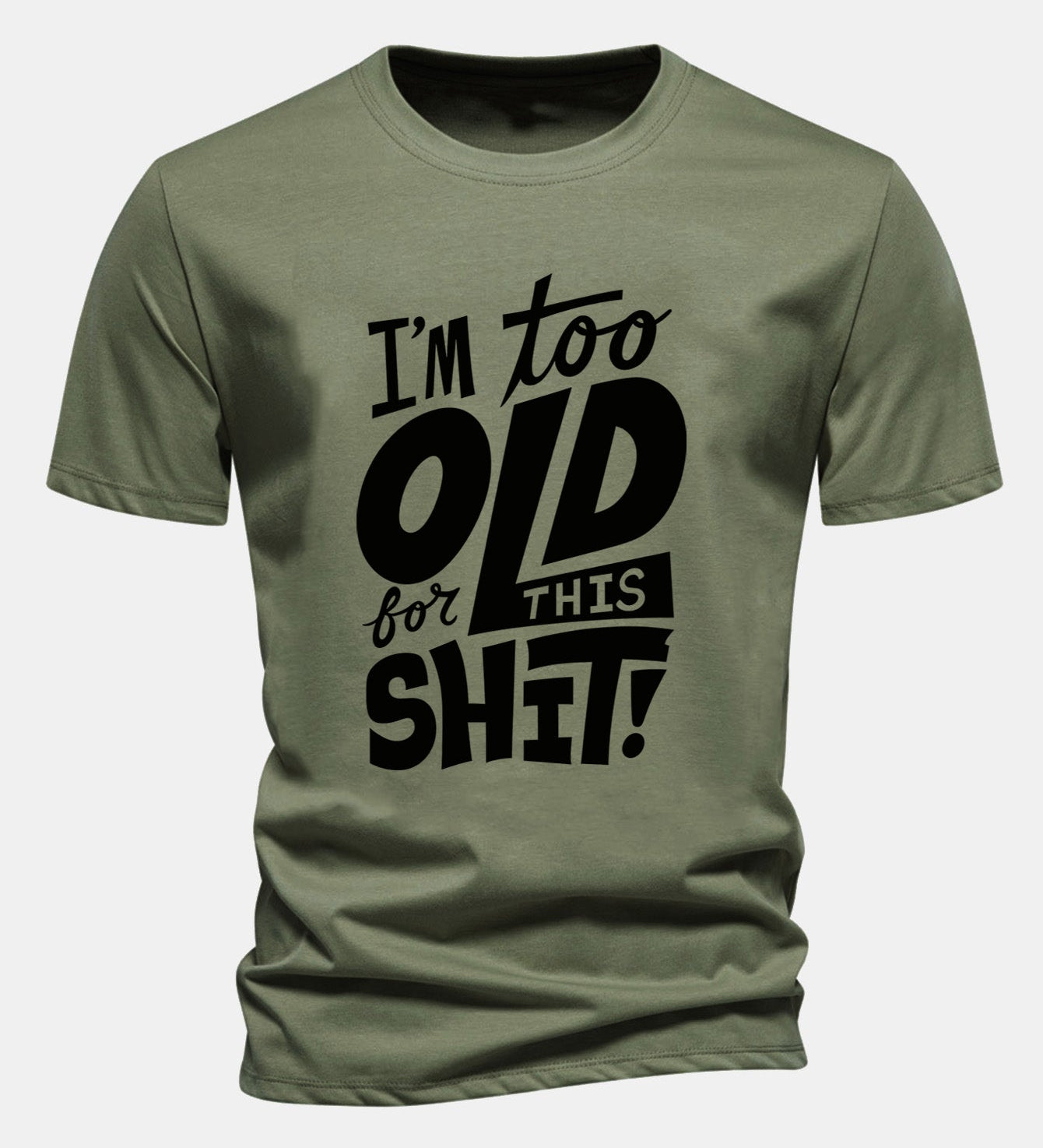 Bavlnené tričko s potlačou "Regular Fit I'm Too Old For This Shit"