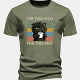 T-shirt z bavlny s pravidelným strihom, s potlačou čierneho mačka „I'm Too Old For This Shit“ ensinamartingale