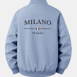 Bunda bomber vo voľnom strihu s potlačou Milano a zipsom