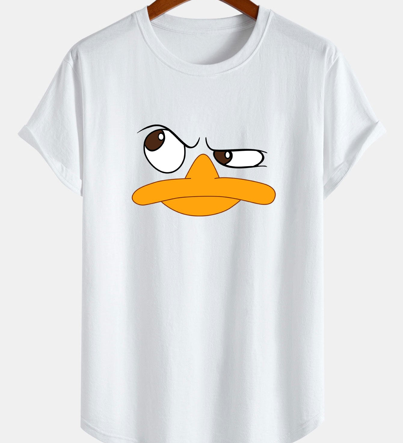 Tričko z bavlny s potlačou emoji kačice a zakriveným lemom