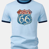 Vintage tričko s potlačou Route 66 z USA a kontrastným golierom