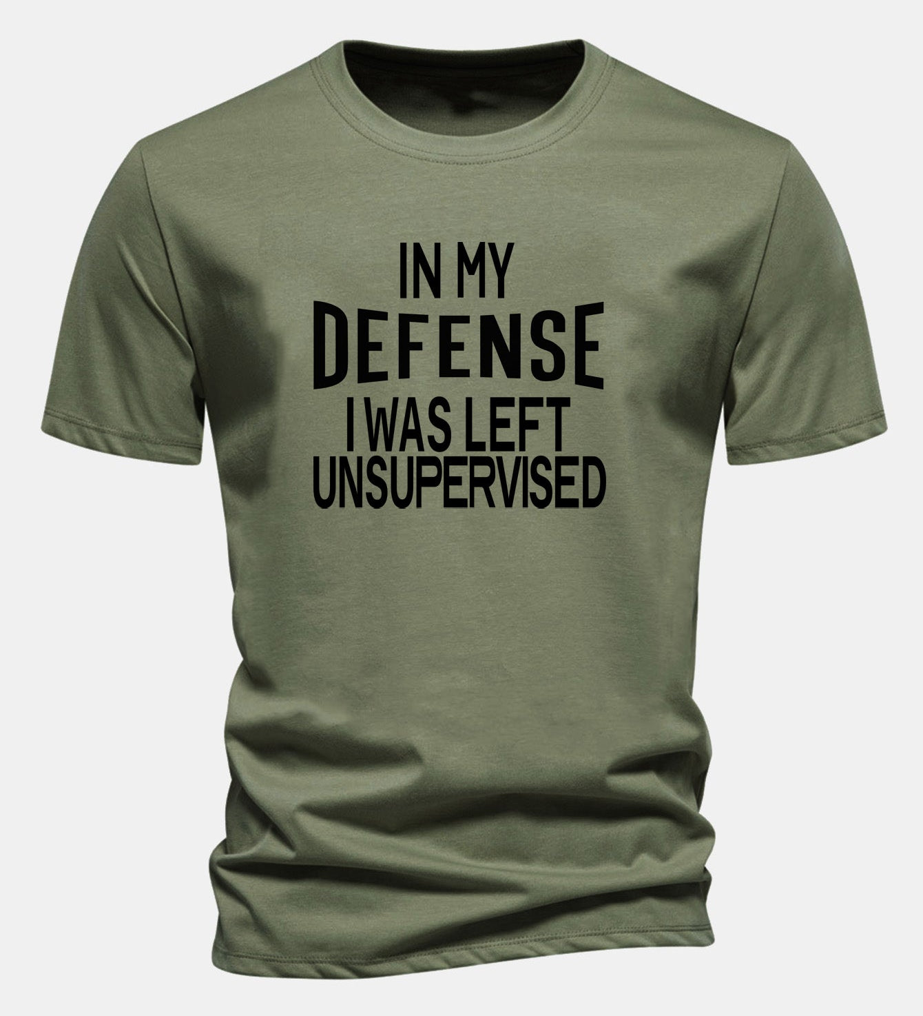 Tričko z bavlny s pravidelným strihom s potlačou „In My Defense I Was Left Unsupervised“