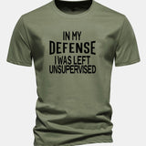 Tričko z bavlny s pravidelným strihom s potlačou „In My Defense I Was Left Unsupervised“