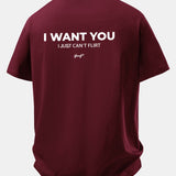 Tričko z bavlny s vtipnou potlačou na chrbte "Relax Fit I Want You But I Can't Flirt"