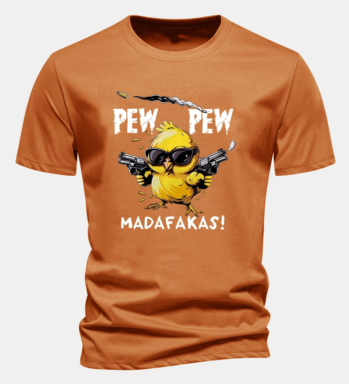 Bavlnené tričko s potlačou kurča PEW PEW MADAFAKAS, regular strih