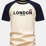 T-shirt z bavlny s potlačou «England London» s raglánovými rukávmi