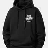 Mikina s kapucňou vo voľnom strihu s potlačou „Stay Humble“