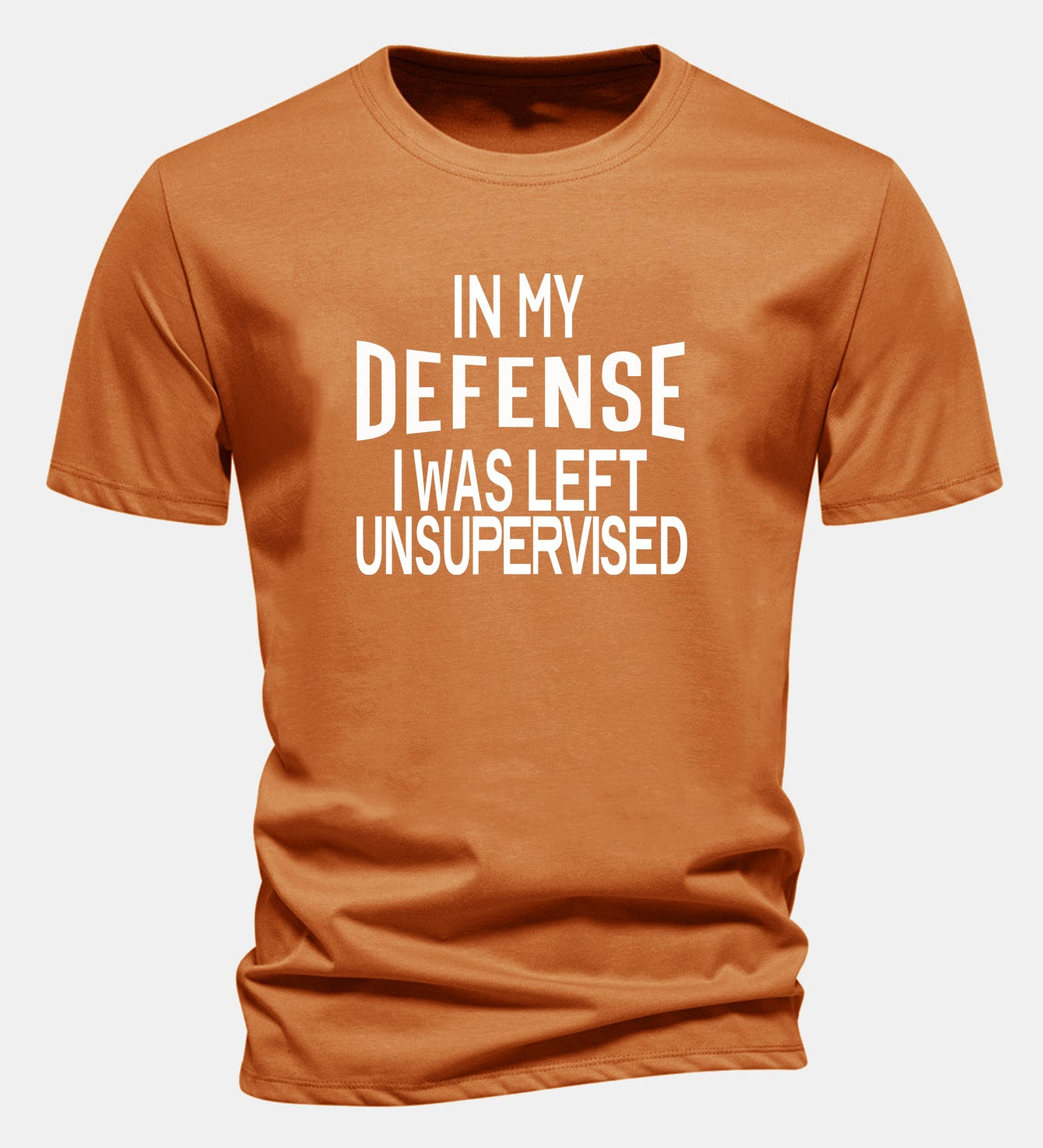 Tričko z bavlny s pravidelným strihom s potlačou „In My Defense I Was Left Unsupervised“