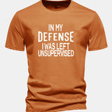 Tričko z bavlny s pravidelným strihom s potlačou „In My Defense I Was Left Unsupervised“