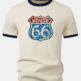Vintage tričko s potlačou Route 66 z USA a kontrastným golierom